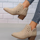 Red Sandalwood Cut Out Suede Pointed Toe Heeled Ankle Boots