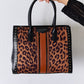 David Jones Leopard Contrast Rivet Handbag