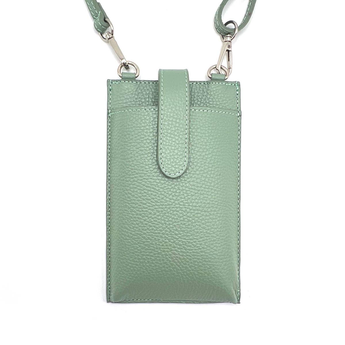 Suie Valentini srl - Summer genuine leather phone bag, Made in Italy, art. 112560: D.Orange