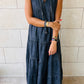 Blue Sleeveless Tiered Chambray Maxi Dress