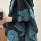 Winding River - Cozy Cashmere Like Travel Wrap Aqua/Black Reversible Loop