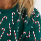 Green Christmas Candy Cane Printed Top and Pants Loungewear Set