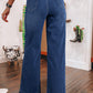 Sail Blue Wide Leg Pocketed High Waist Jeans