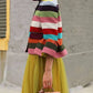 UZ Wholesale Puff Sleeves Multi-Colored Thick Striped Lapel Blouses&Shirts Tops: COLORFUL / L