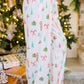 White Christmas Print Lapel Shirt and Pants Pajama Set