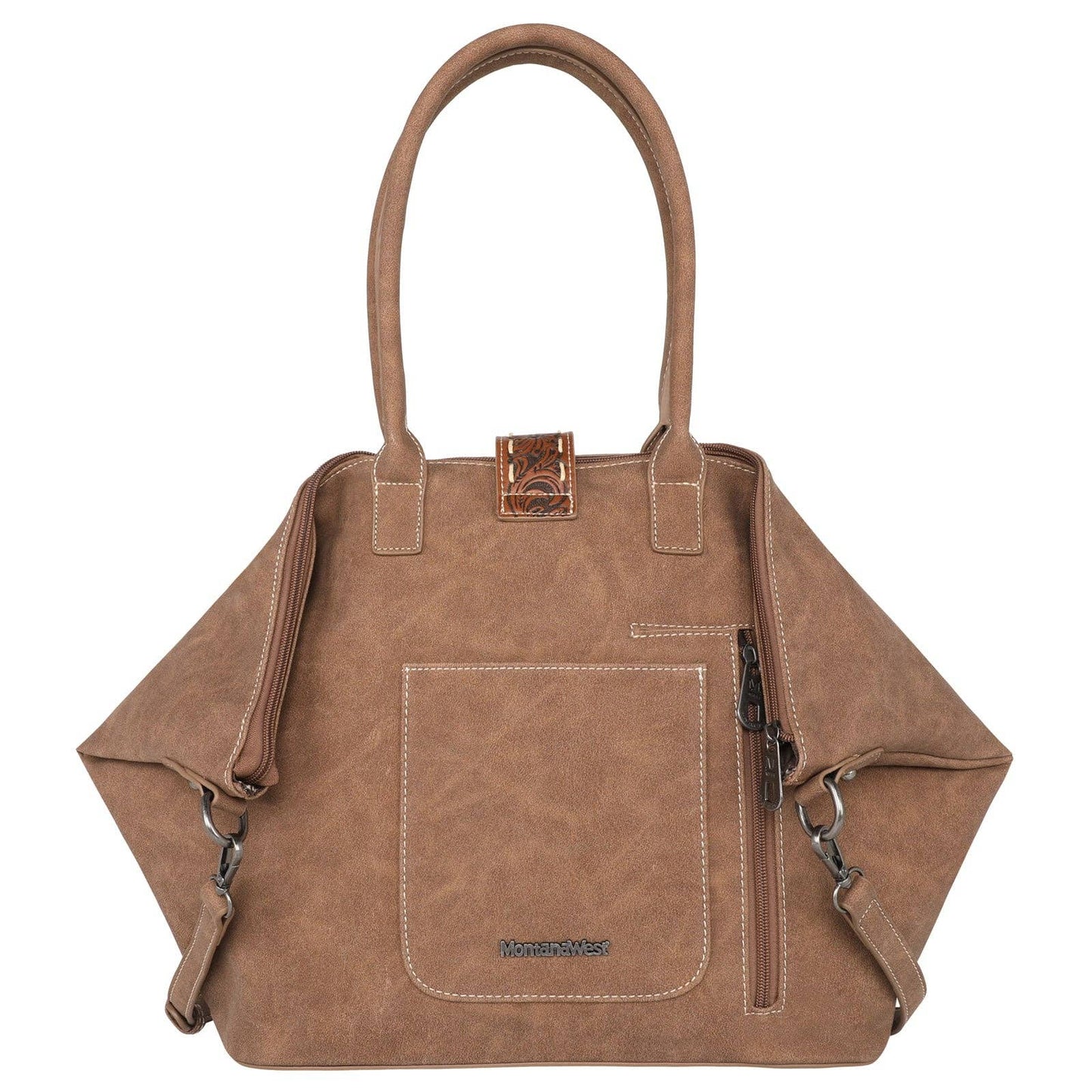 Montana West - MW1221G-8317 Montana West Tooled Collection Tote: Tan