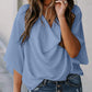 Full Size Cowl Neck Three-Quarter Sleeve Blouse