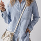 Beau Blue Long Sleeve Buttoned Chest Pocket Denim Shirt