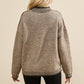 Pale Khaki Contrast Trim Mock Neck Drop Shoulder Sweater