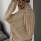 Pale Khaki Contrast Trim Mock Neck Drop Shoulder Sweater