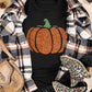 Glitter Pumpkin Round Neck Short Sleeve T-Shirt