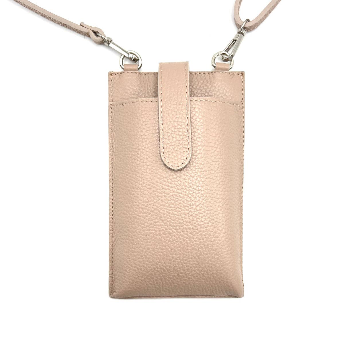 Suie Valentini srl - Summer genuine leather phone bag, Made in Italy, art. 112560: D.Orange