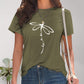 Dragonfly Graphic Round Neck Short Sleeve T-Shirt