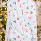 White Christmas Print Lapel Shirt and Pants Pajama Set