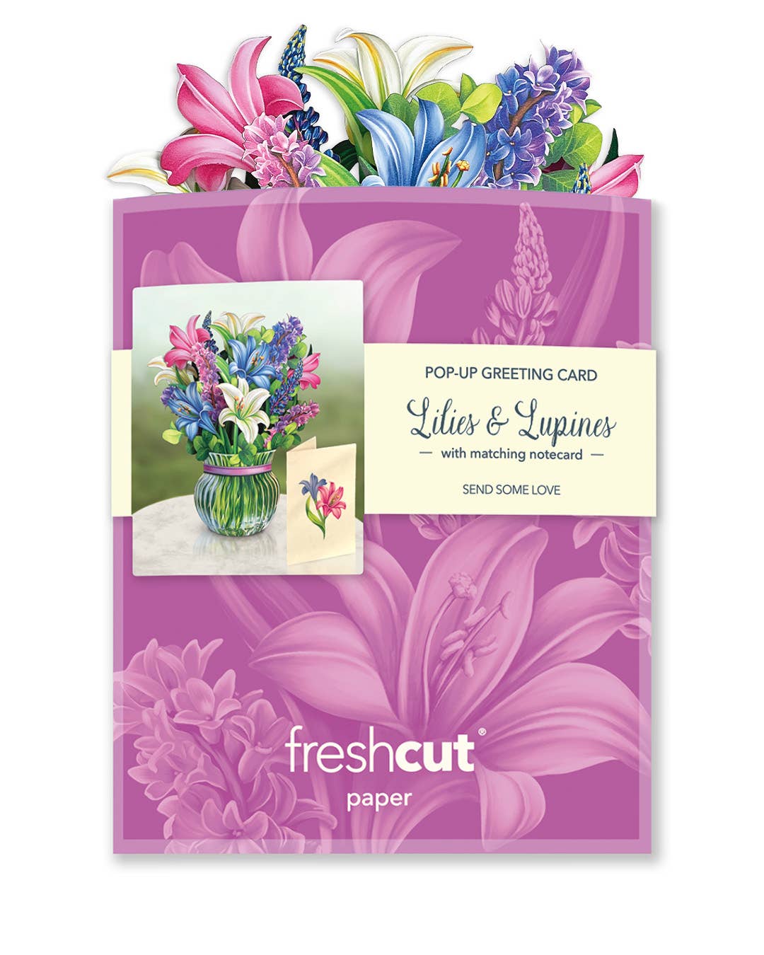 FreshCut Paper LLC - Mini Lilies & Lupines (10 Pop-up Greeting Cards)