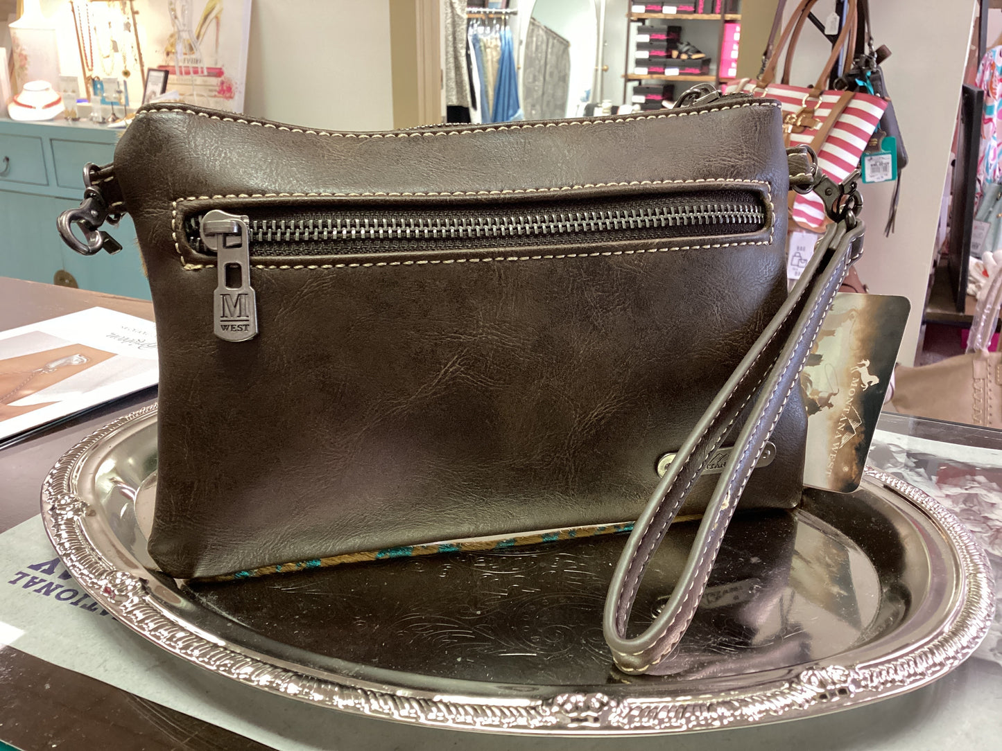 Montana West Hair-On Cowhide Leather Clutch/Crossbody