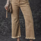 Light French Beige Acid Washed High Rise Cropped Jeans