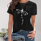 Dragonfly Graphic Round Neck Short Sleeve T-Shirt