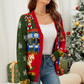 Racing Red Christmas Contrasting Jacquard Cardigan