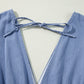 Myosotis Chambray Deep V Neck Bracelet Sleeve Maxi Dress