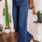 Sail Blue Wide Leg Pocketed High Waist Jeans