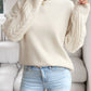 Beige Twist Sleeve Patchwork Plain Sweater