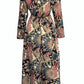 Black Floral Print V Neck Wrap High Waist Maxi Dress