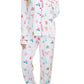 White Christmas Print Lapel Shirt and Pants Pajama Set