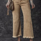 Light French Beige Acid Washed High Rise Cropped Jeans