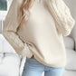 Beige Twist Sleeve Patchwork Plain Sweater