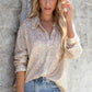 Apricot Sequin Collared Button Up Shirt