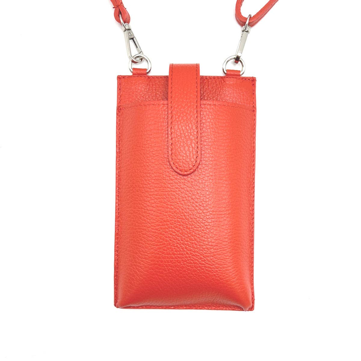 Suie Valentini srl - Summer genuine leather phone bag, Made in Italy, art. 112560: D.Orange