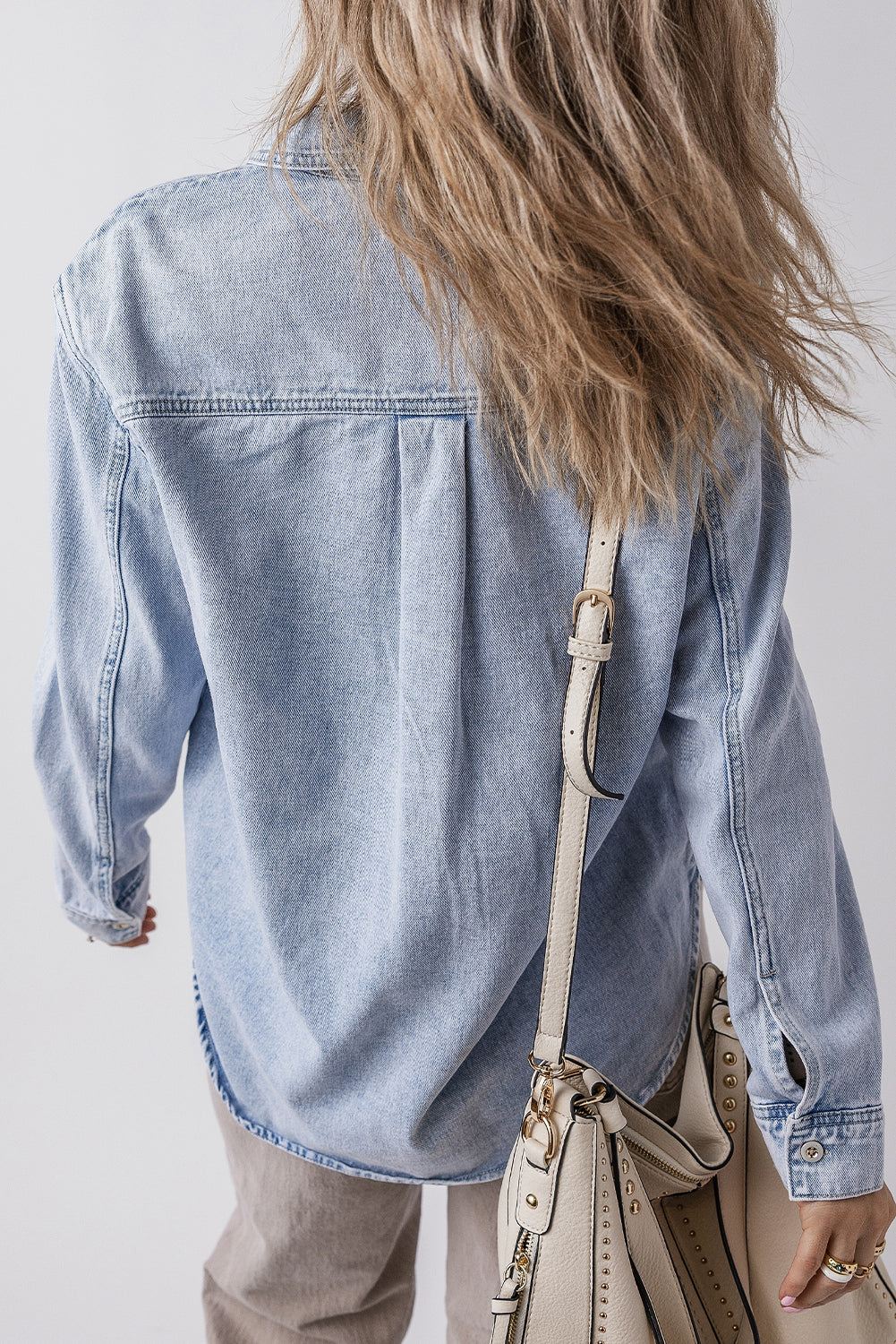 Beau Blue Long Sleeve Buttoned Chest Pocket Denim Shirt