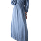 Myosotis Chambray Deep V Neck Bracelet Sleeve Maxi Dress