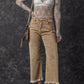 Light French Beige Acid Washed High Rise Cropped Jeans