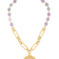 French Kande 17" Lavender Mix on Gold Wire 24k Chablis Chain and Sun King Crystal Medallion