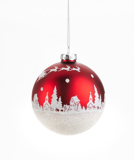 Gift Craft Santa & Sleigh Glass  Ball Ornament