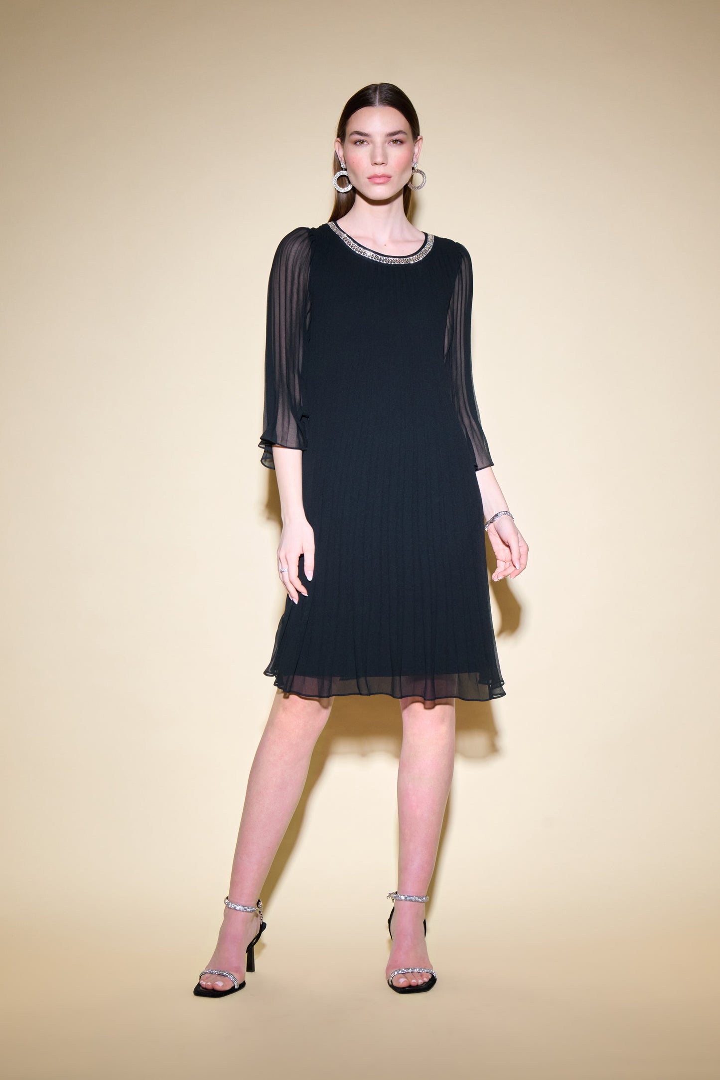 Pleated Chiffon Trapeze Dress by Joseph RIbkoff