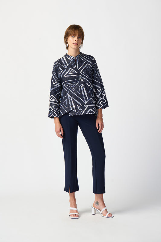 Joseph Ribkoff Geometric Print Woven Jacquard Swing Jacket