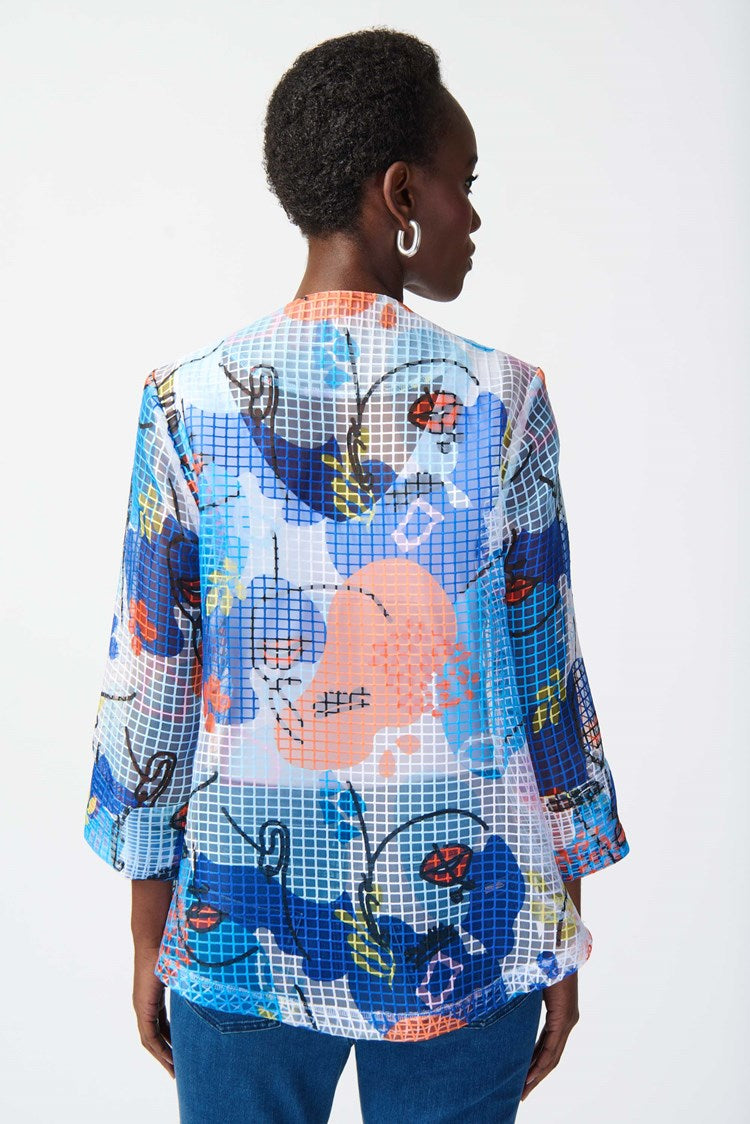 Joseph Ribkoff Face Print Organza Swing Jacket