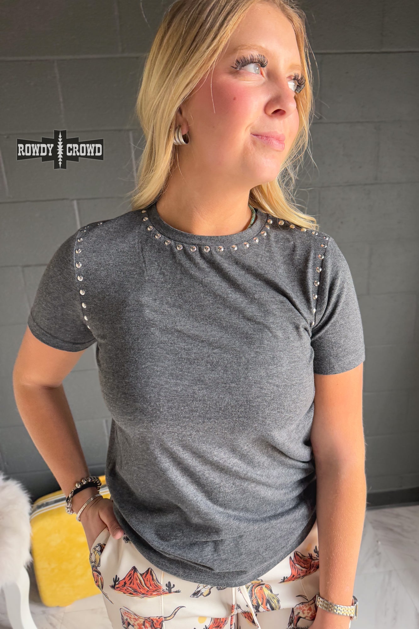 CHARCOAL- Starry Stud Tee