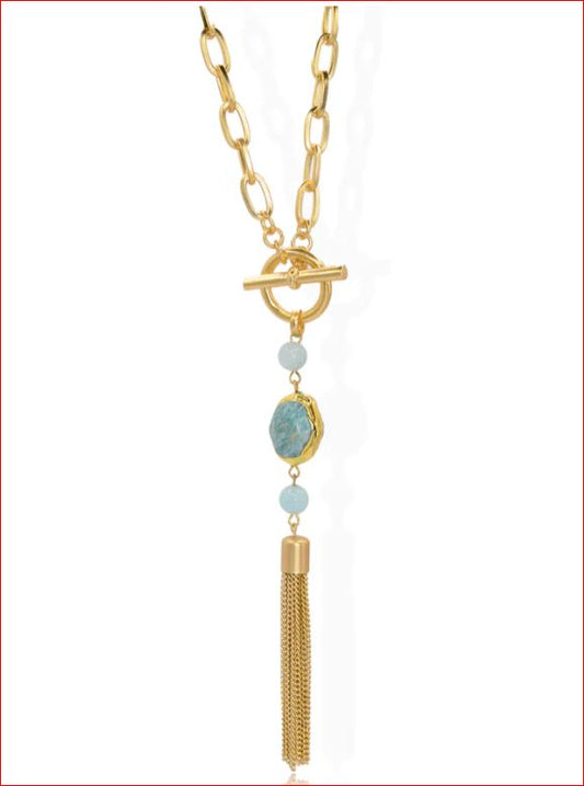 Karine Sultan Amazonite Necklace with Tassel