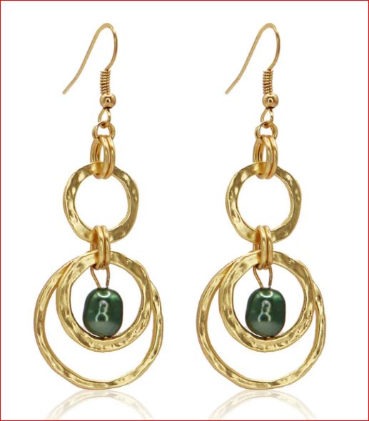 Karine Sultan Green Pearl Multi Circle Earrings