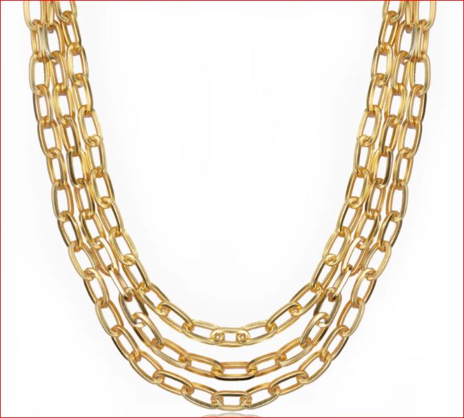 Karine Sultan Triple Strand Paperclip Chain