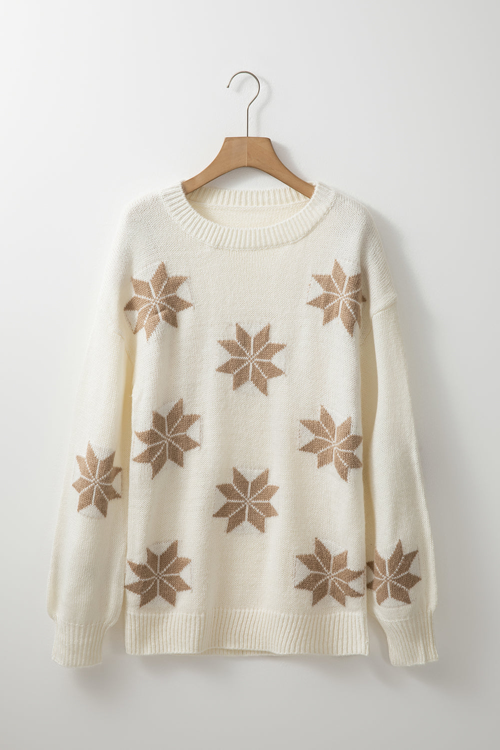 White Christmas Snowflake Pattern Tunic Sweater