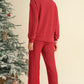 Evergreen Crinkle Rib JOLLY Pattern Long Sleeve Top and Pockets Pants Set