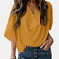 Full Size Cowl Neck Three-Quarter Sleeve Blouse