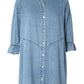 Light Blue Casual Buttoned Ruffle Denim Short Dress