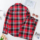 Red Christmas Checkered Pattern Loose Shirt and Pants Pajama Set