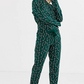 Green Christmas Candy Cane Printed Top and Pants Loungewear Set